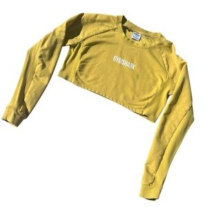 Gymshark Long Sleeve Yellow Crop Sweatshirt, Size Small